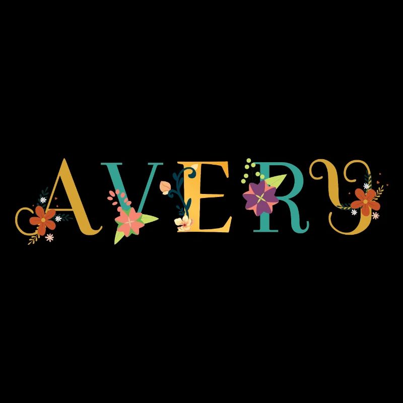 Art du nom AVERY avec fleurs brodées