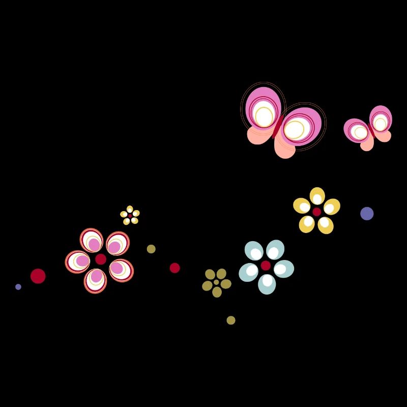 bunte Blümchen mit Schmetterlingen