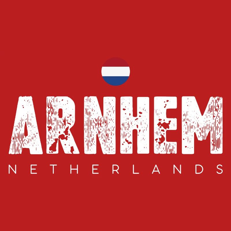 Arnhem Netherlands Distressed Text Logo