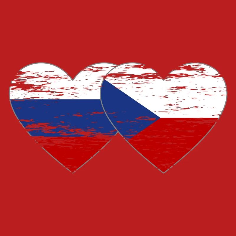 Russie République tchèque Drapeau coeur Drapeau utilisé