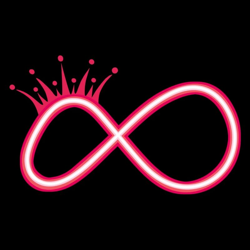 Infinity symbol neon red with crown