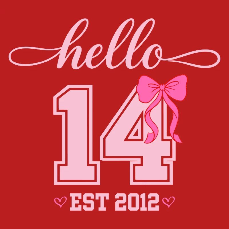 Hello 14 Est 2012 Mädchen Geburtstag Design