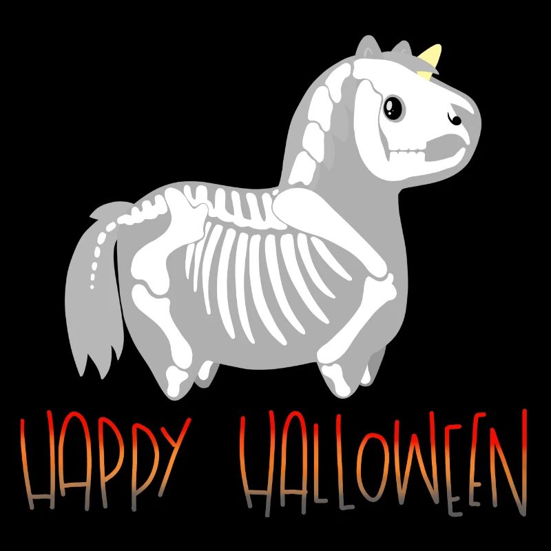 Happy Halloween Skelett-Pferdchen Einhorn