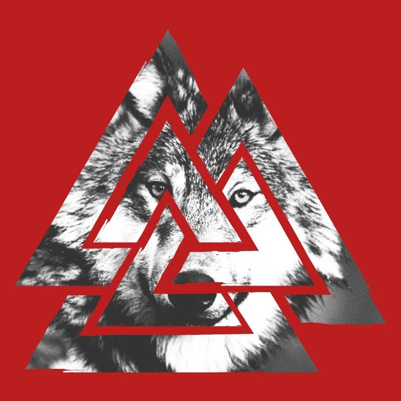 Valknut, Symbol von Odin - Mit Wolf
