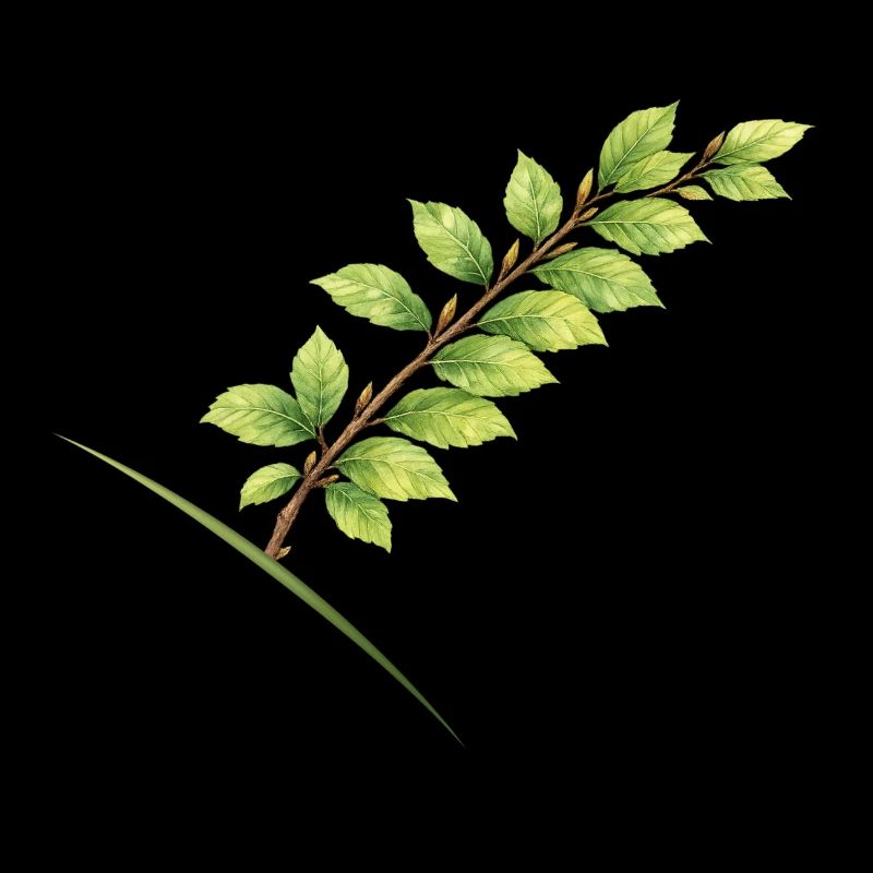 Branche de feuille de hêtre - Aquarelle