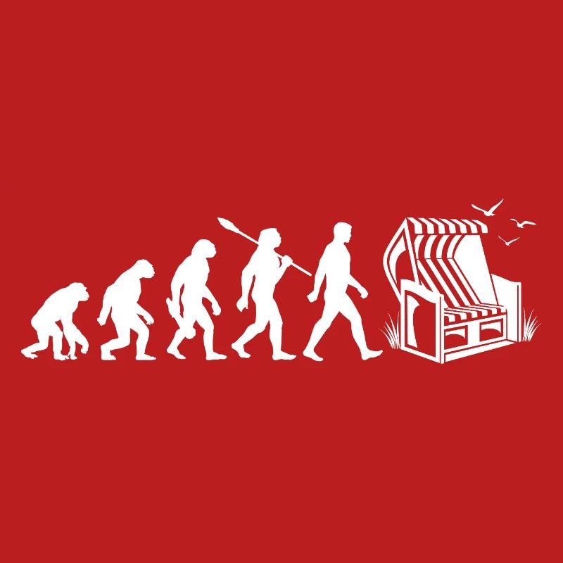 Evolution - Strandkorb - Urlaub - Meer - Möwen