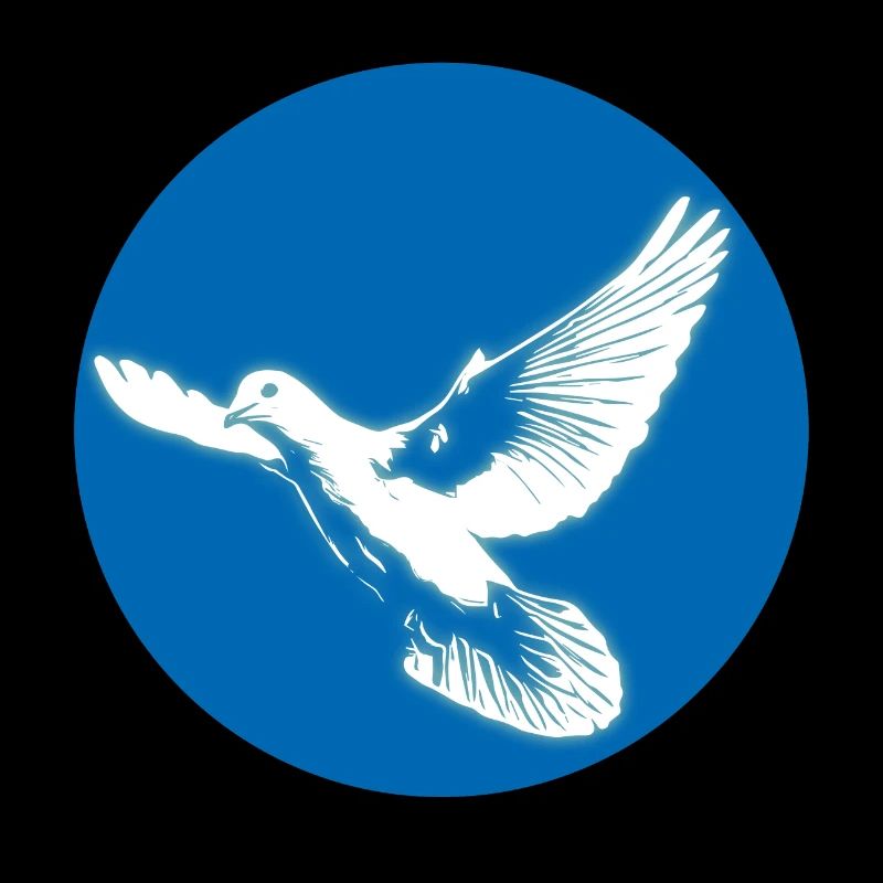 Colombe blanche brillante de paix dans un cercle bleu