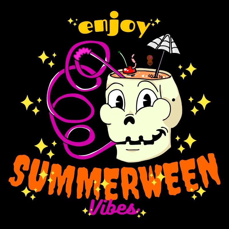 Enjoy Summerween Vibes Funny Summer Skull Drink