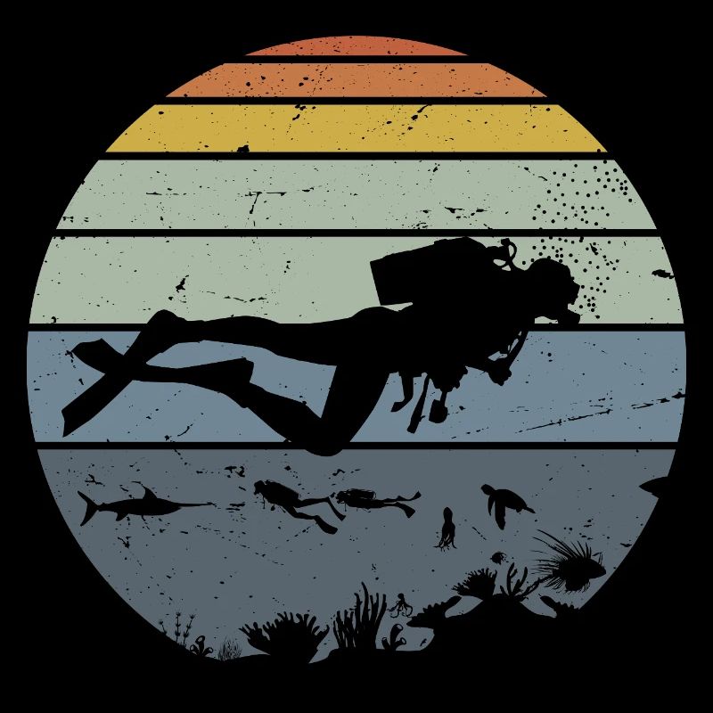 Underwater Diver Silhouette Scene