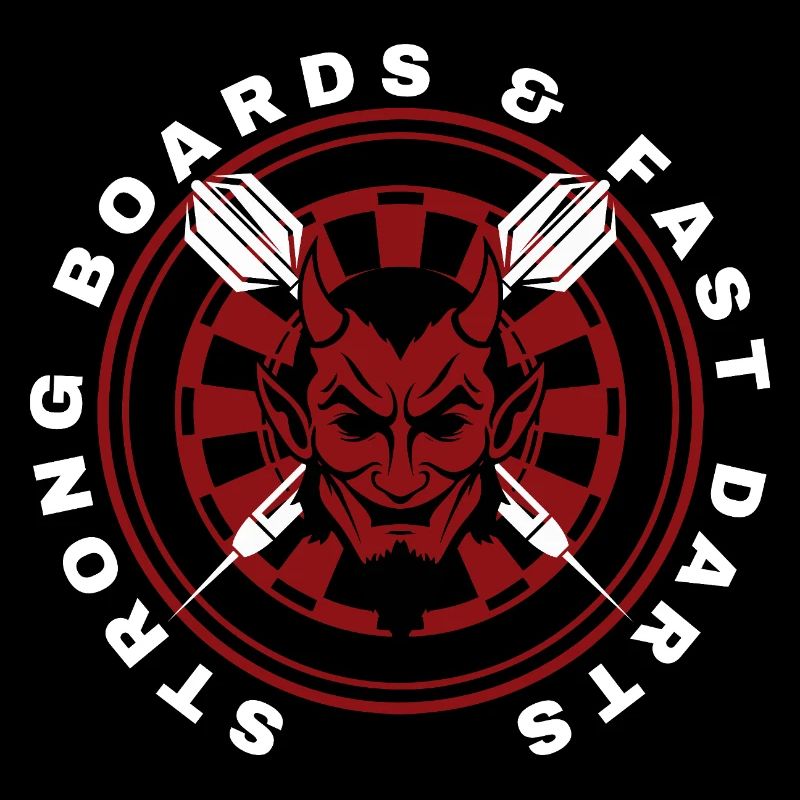 Darts, bullseye, dartboard and devil.