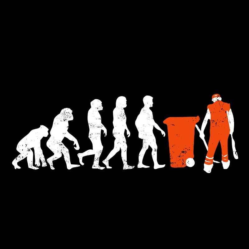 Garbage évolution de l'homme, l'occupation de l'emploi poubelle orange