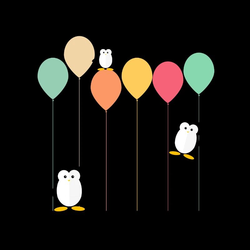 Pinguine und Ballons