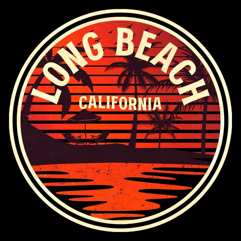 Long Beach California Sunset Badge