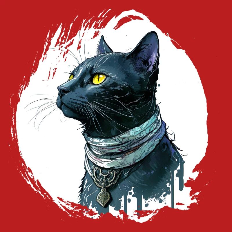 Chat noir avec éclaboussure