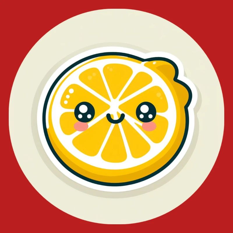 Yellow lemon slice with face