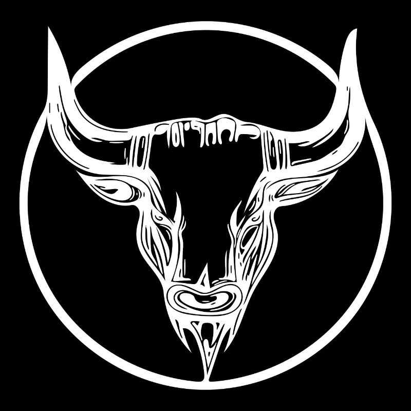 Rinder Grill Logo Kopf Tattoo Style im Kreis