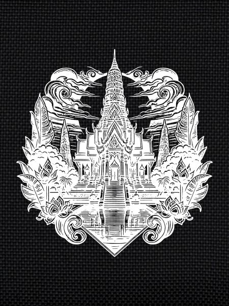 Mondschein hinter exotischem Thailand Tempel