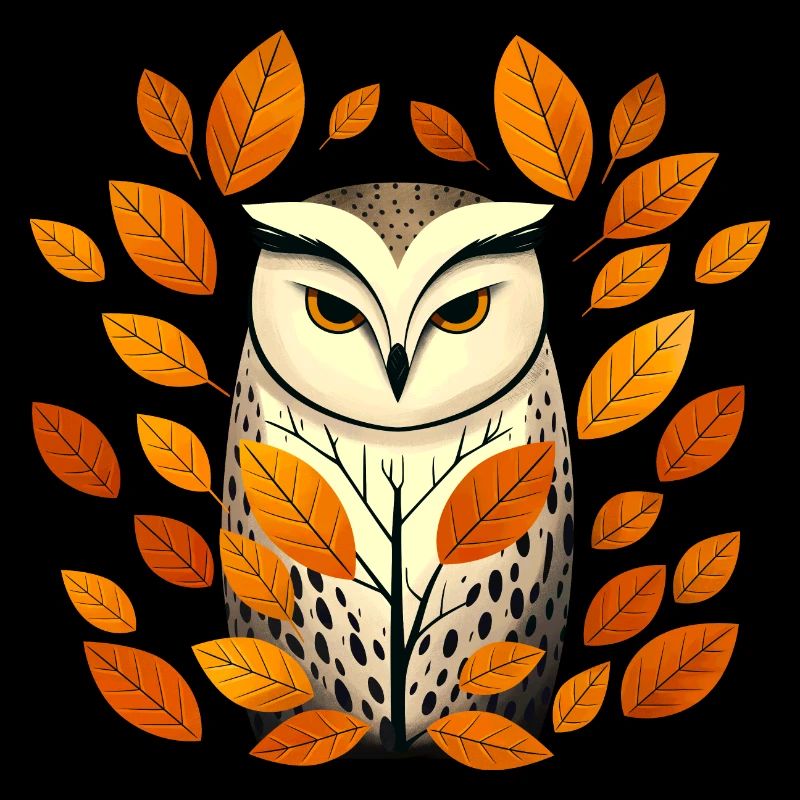 Eule und Herbstblätter