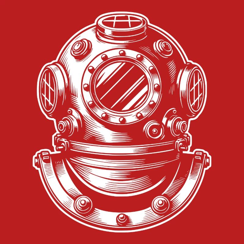 Casque de plongée classique dans un style d’illustration rétro