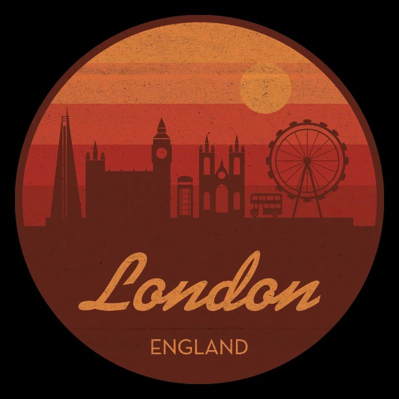 London's skyline in retro sunset