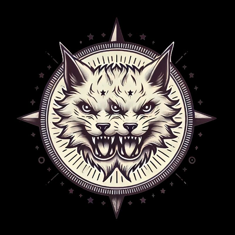 Doppelköpfiges Gothic Katze Emblem