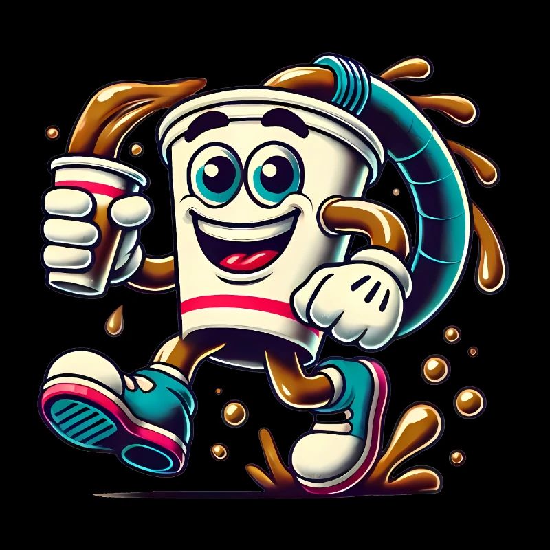 Funny Coffee Cup Cartoon Splash