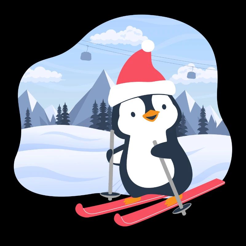 Little penguin skiing