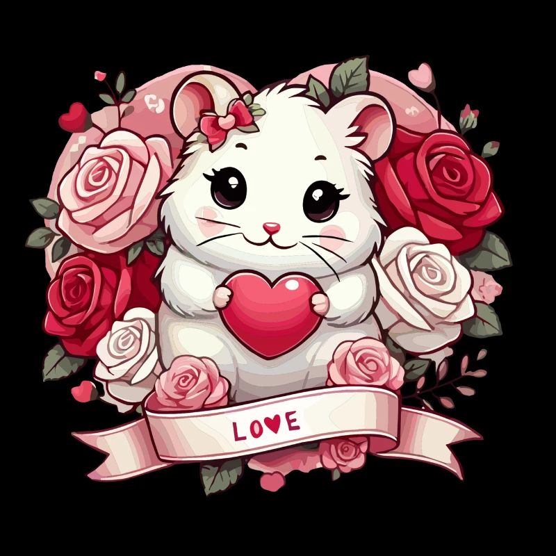 Romantic hamster with roses