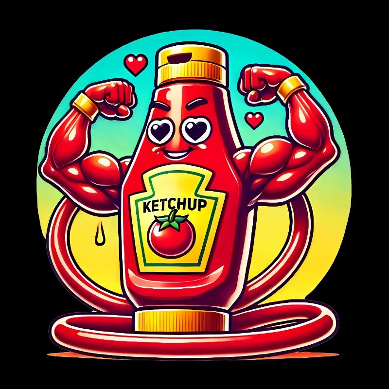 Flexion musclée de la bouteille de ketchup