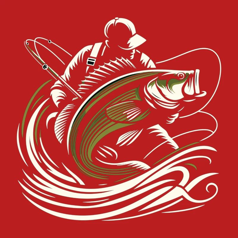Pêche pêcheur perche poisson géant vert olive cadeau