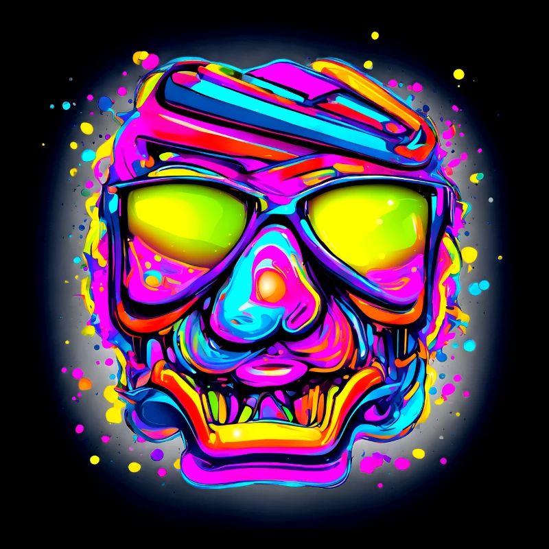 Neon Style Color Skull House