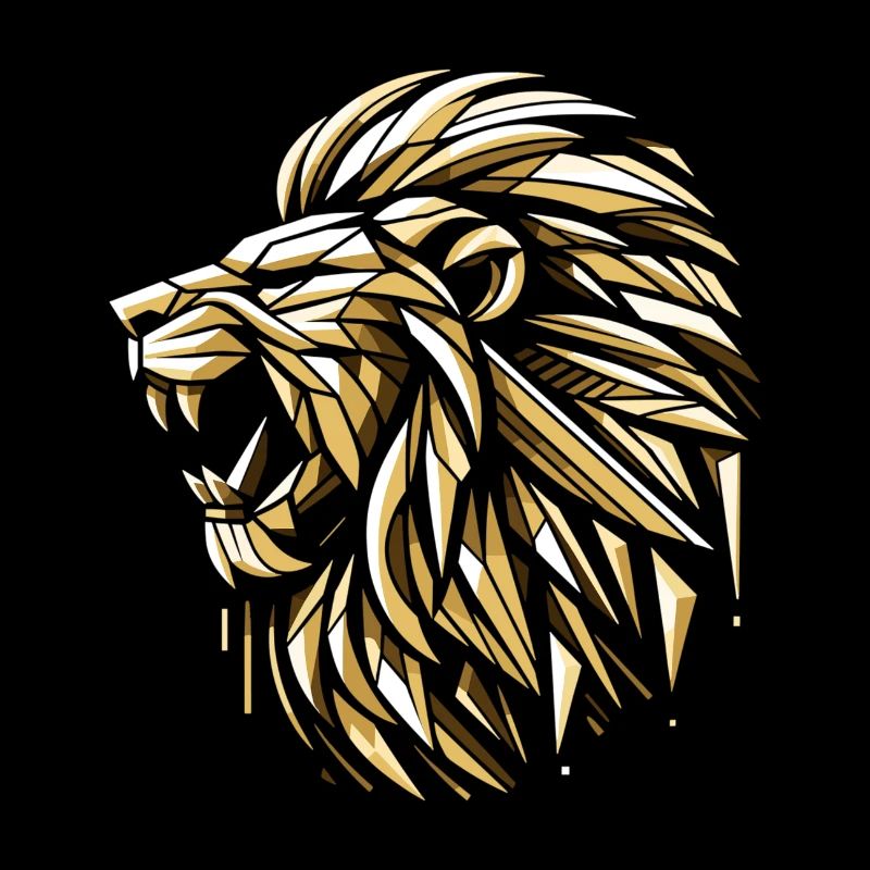 Löwe brüllt Gold golden geometrisch Geschenk