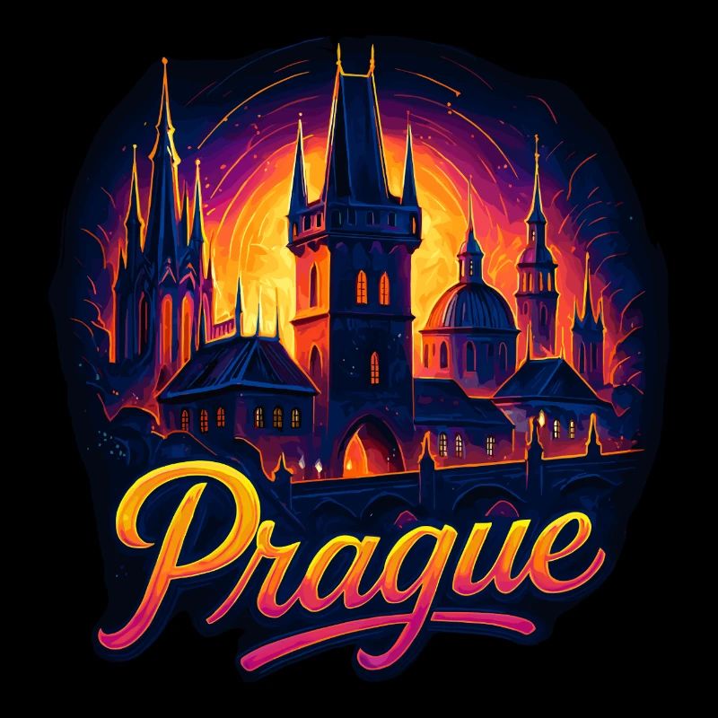 Prague Capitale République tchèque Silhouette Cadeau