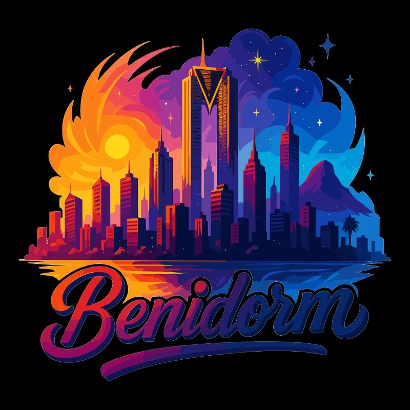 Cadeau Silhouette de la ville de Benidorm en Espagne