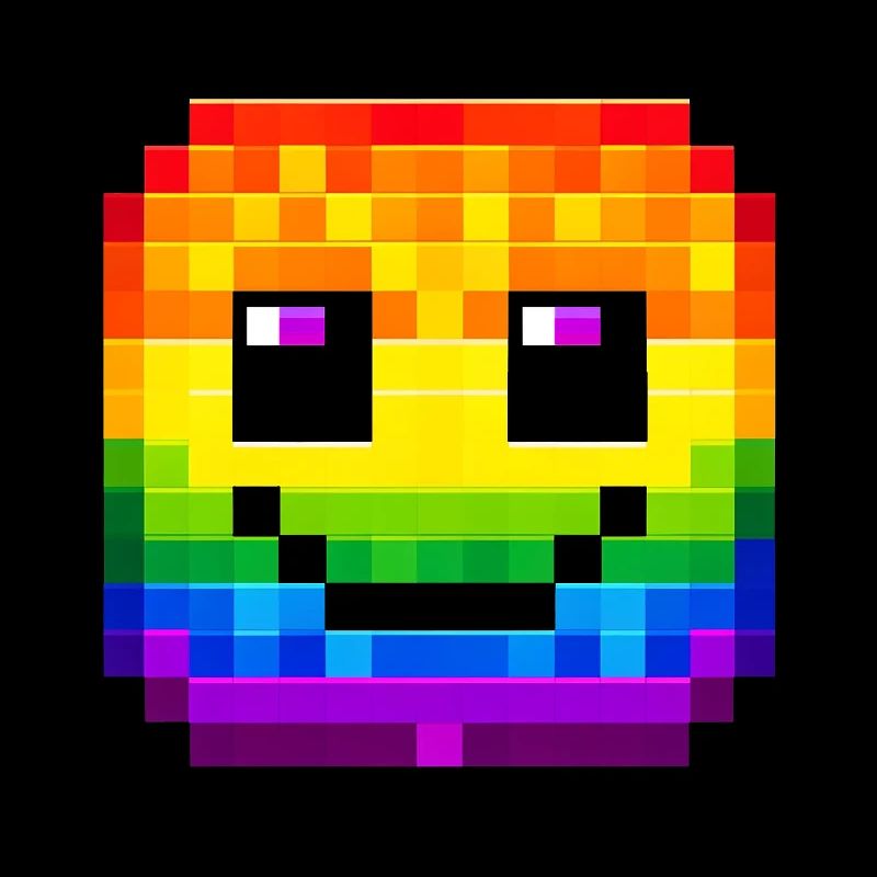 Arc-en-ciel Pixel visage souriant Art