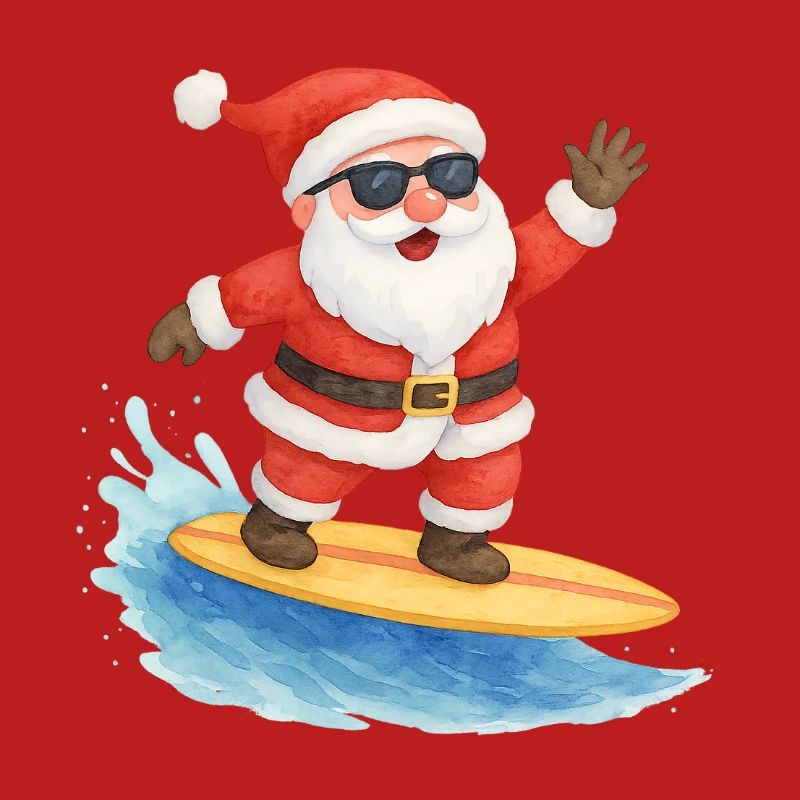 Conception de Noël Cool Santa Surfer