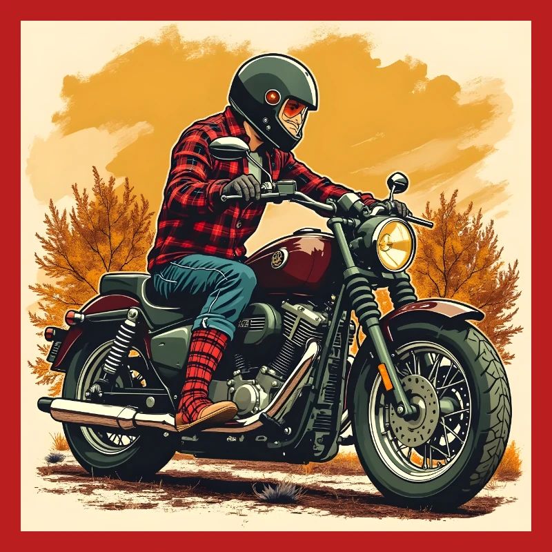 Plaid Socks + Biker Illustration