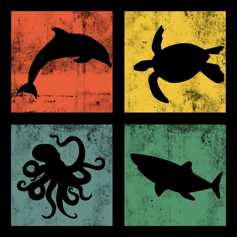 Marine Animals Ocean Dolphin Turtle Octopus