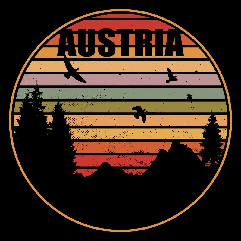 Austria Mountains Retro Sunset