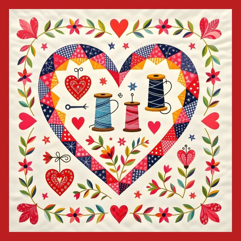 Patchwork Heart with Yarns