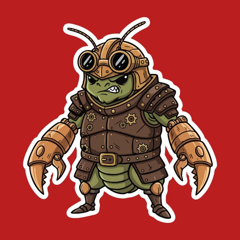 Steampunk-Krieger, gepanzerte Gottesanbeterin