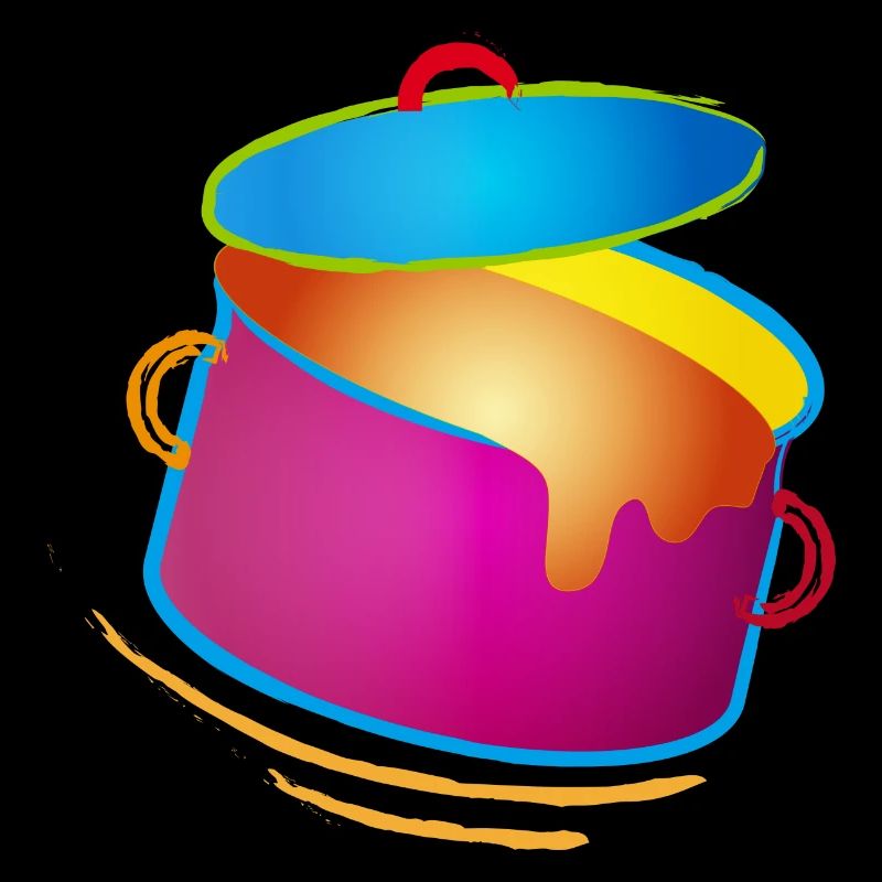 knallig bunter Kochtopf mit Deckel
