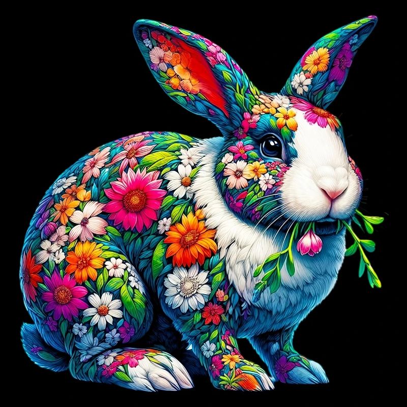 Rabbit decorated with flowers