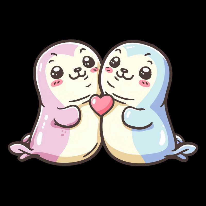 Phoque Couple Amour Saint-Valentin