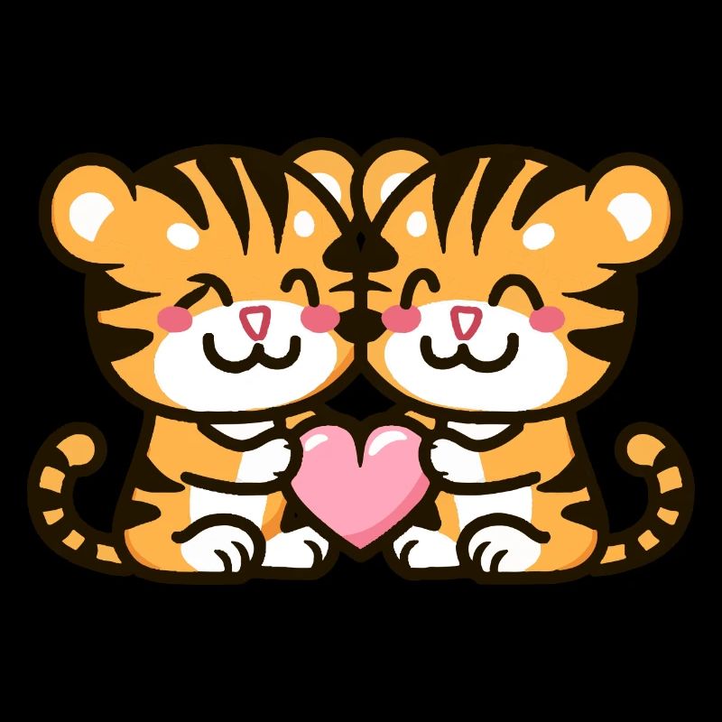 Couple de tigres Amour Saint-Valentin