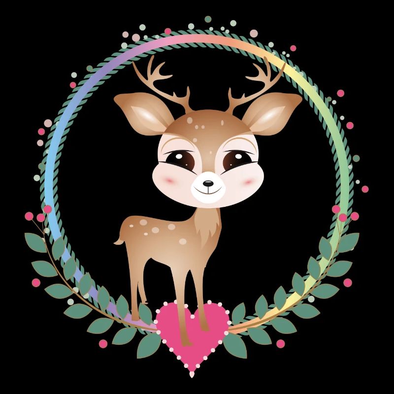mignon petit cerf avec cadre de coeur
