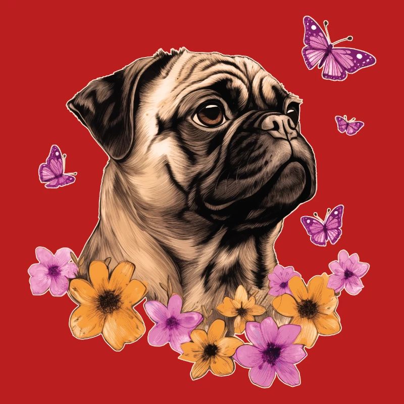 Mops mit Schmetterlingen