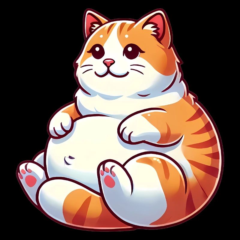 Chubby Tabby Cat Relaxing Illustration