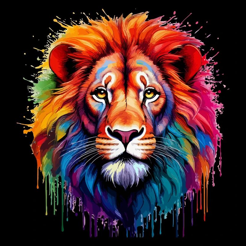 Rainbow Lion Art Splash
