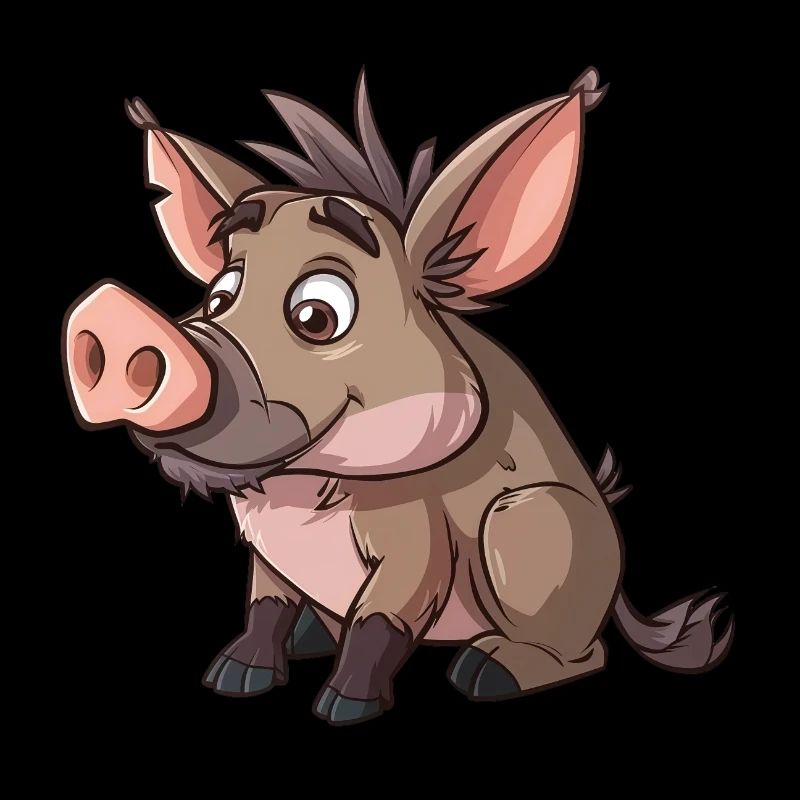 Cute Warthog Cartoon Style